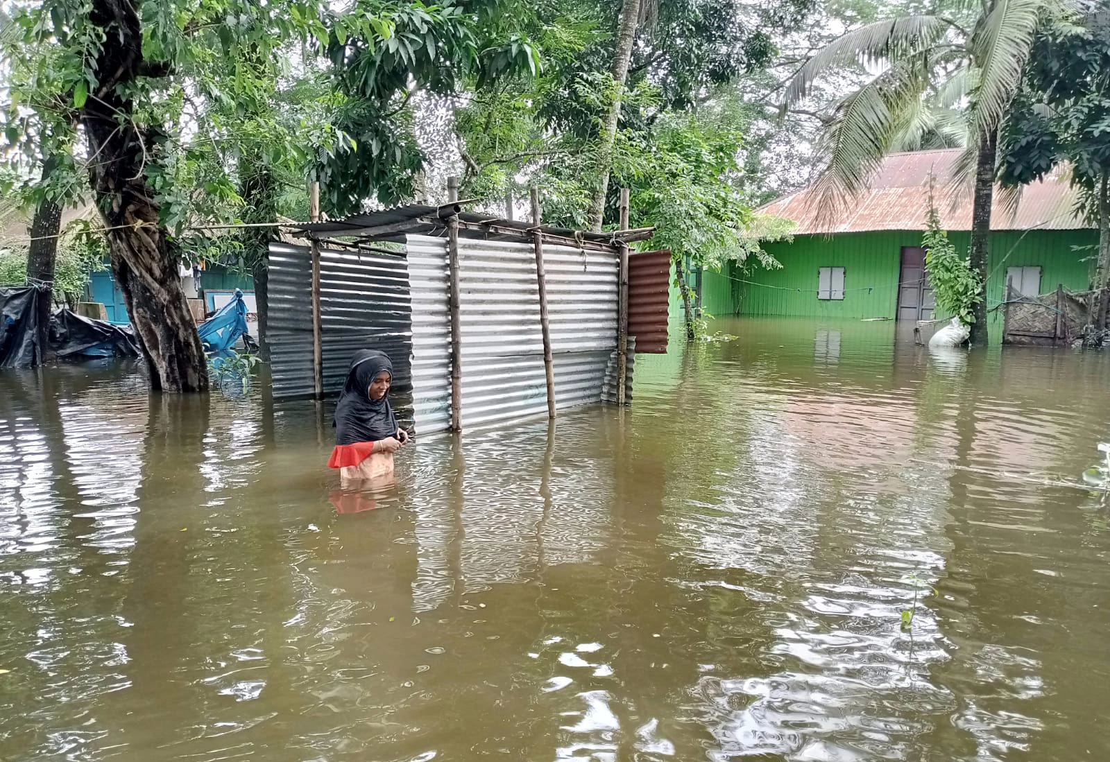 Flooded houses in Bangladesh