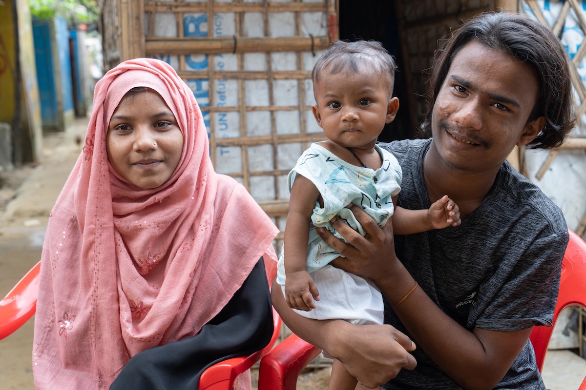 Halima* with her husband, Anwar*, and their ten-month old son Yasin*. Yasin received treatment via a Concern-supported clinic through our Integrated Nutrition Program in Cox's Bazar, Bangladesh.