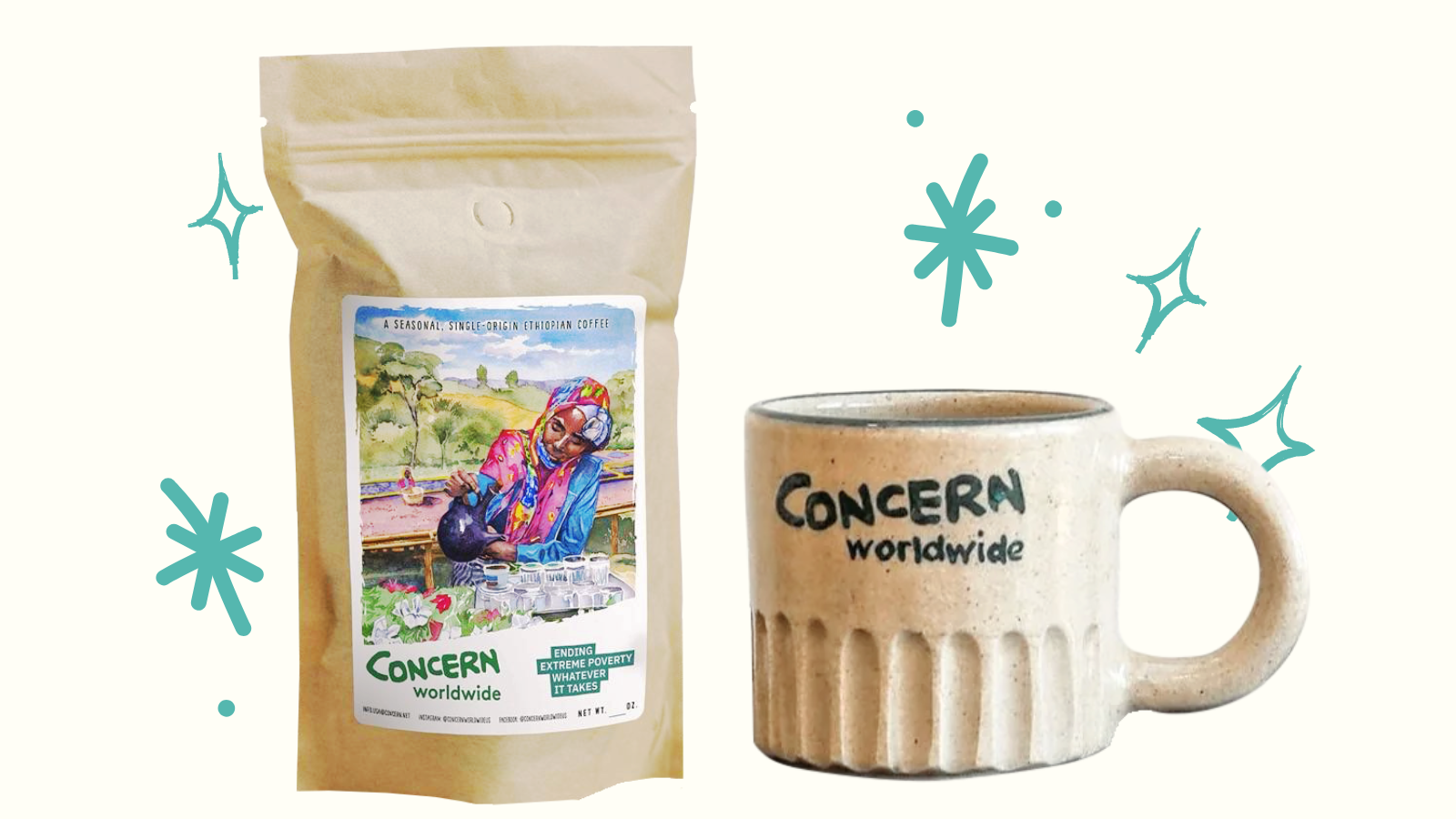 Luna Concern blend coffee and Concern mug