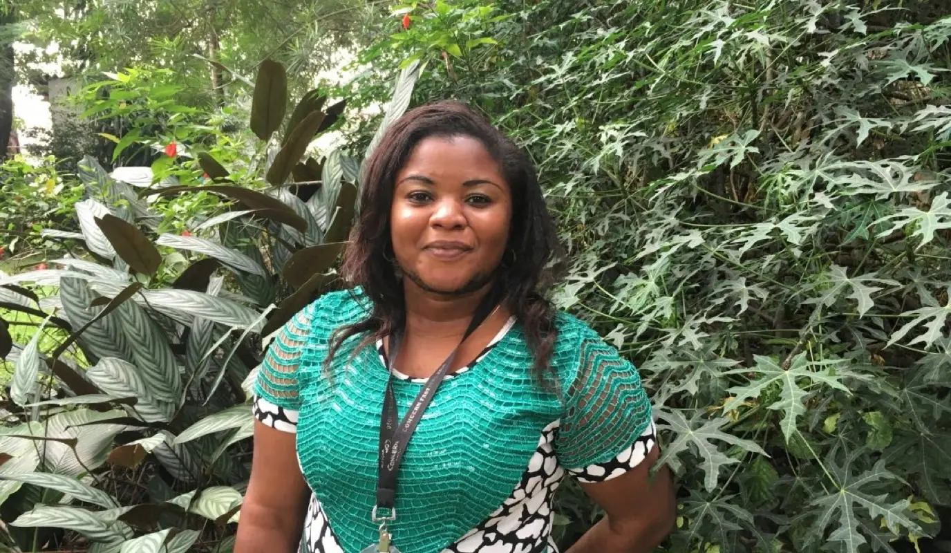 Germaine Masika, Concern DRC's HR manager, stands outside our offices in the Democratic Republic of Congo.