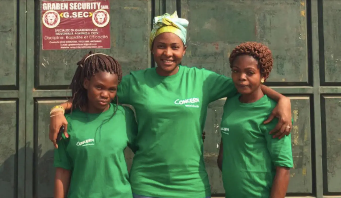 Jeanette, HR intern in Nyunzu; Huguette, HR Manager Zone Tanganyika and Marceline, Logistic intern in Nyunzu, 2021.