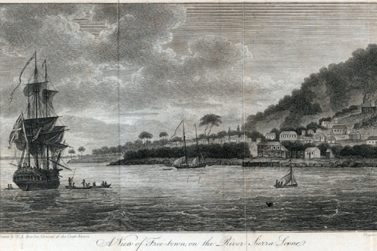 A view of Freetown in 1803. Image courtesy of Wikimedia Commons/Public Domain