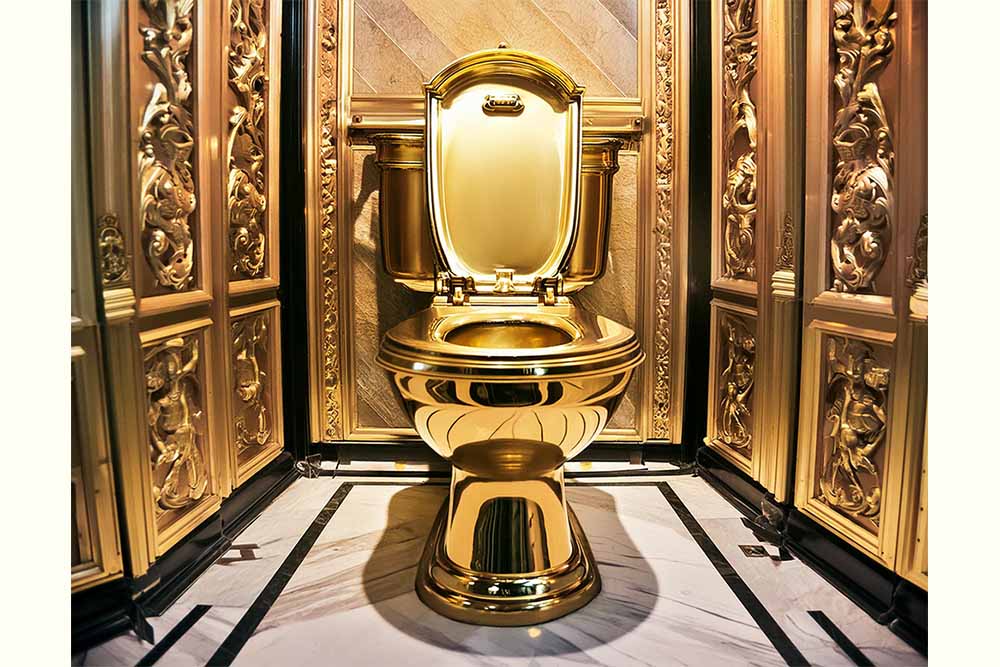 AI generated image of a golden toilet