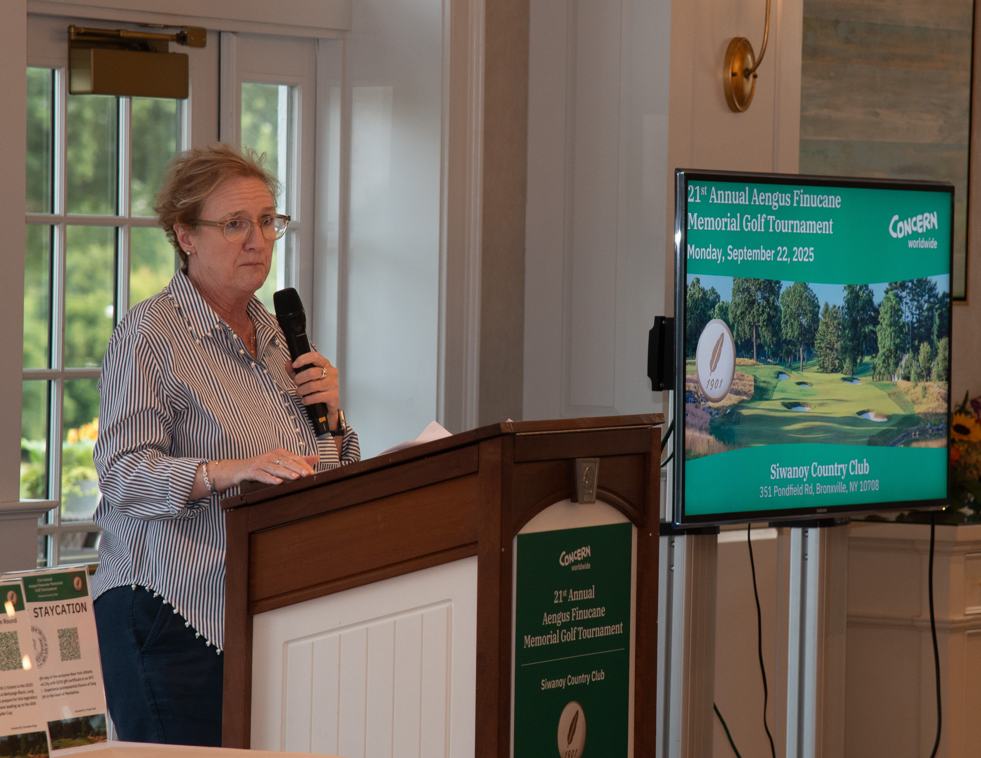 Concern Worldwide US CEO speaking at podium