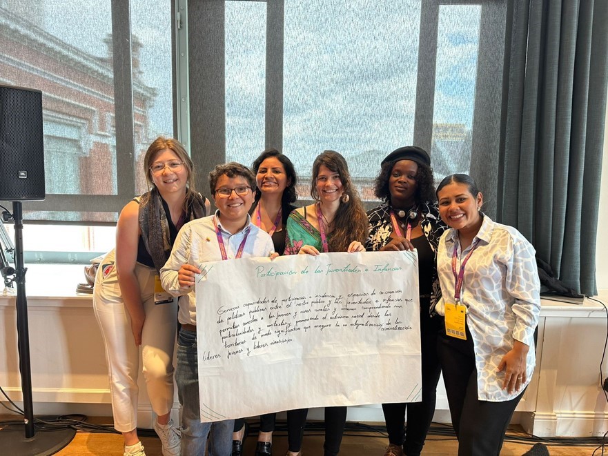 A group of young people at an EU conference