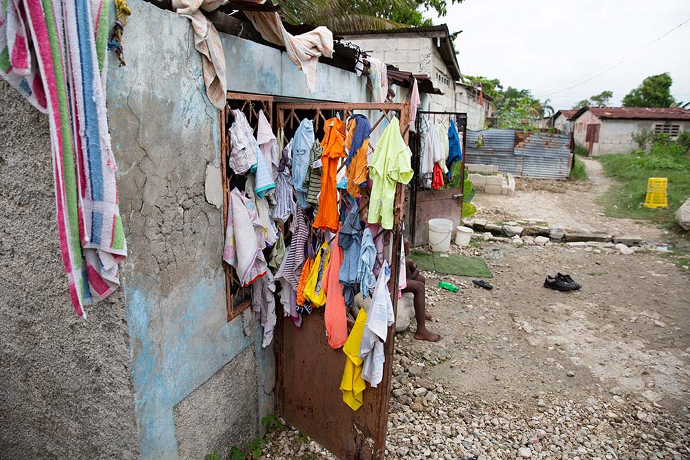 Laundy drying in urban Haiti