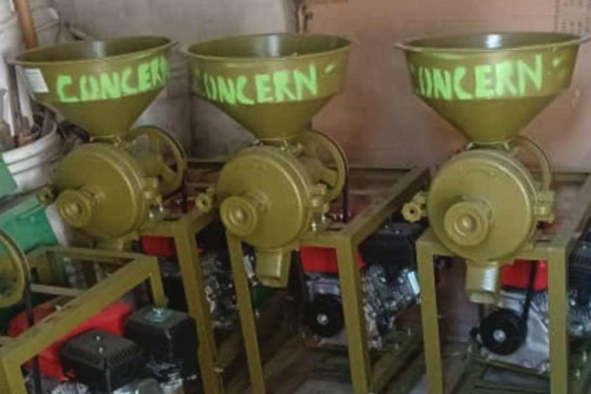 Grinders provided by Concern for fortified flour program participants.