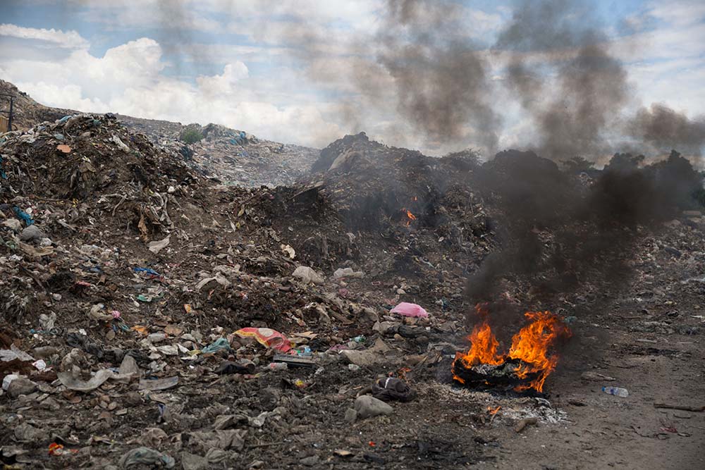 Garbage burning in Haiti