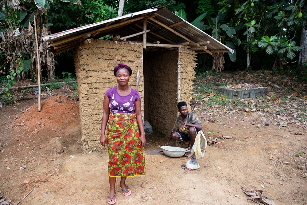 A latrine under construction in Liberia