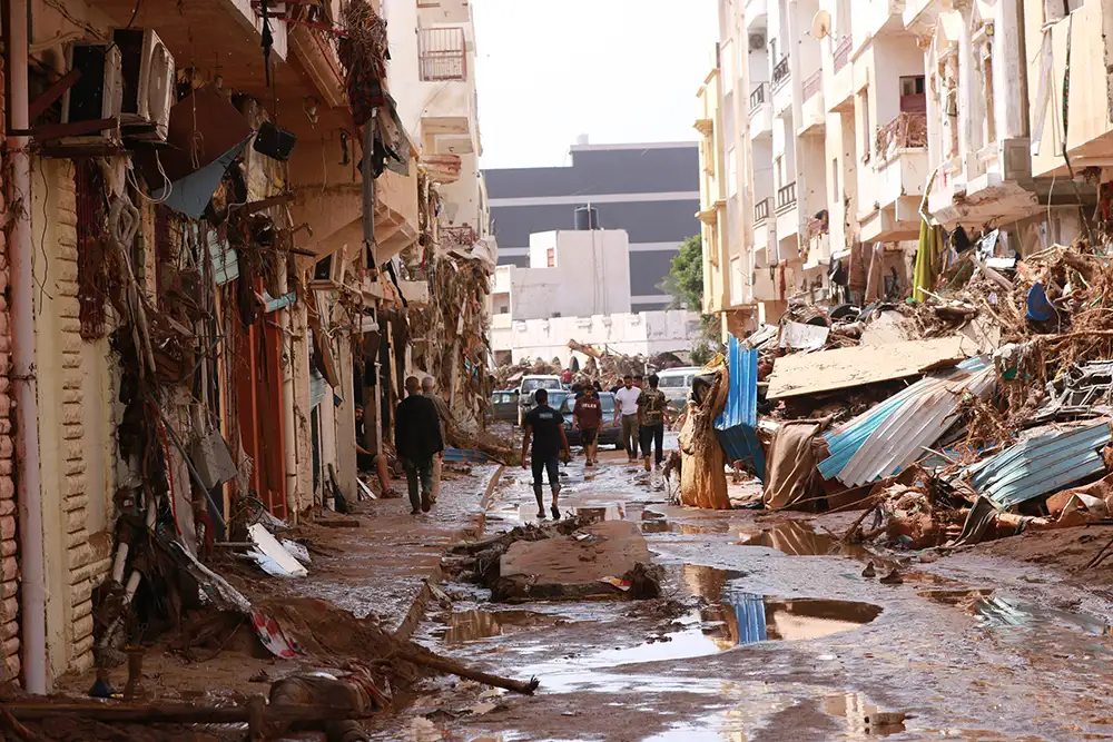 Destruction caused by flooding in Bengazi, Libya. 