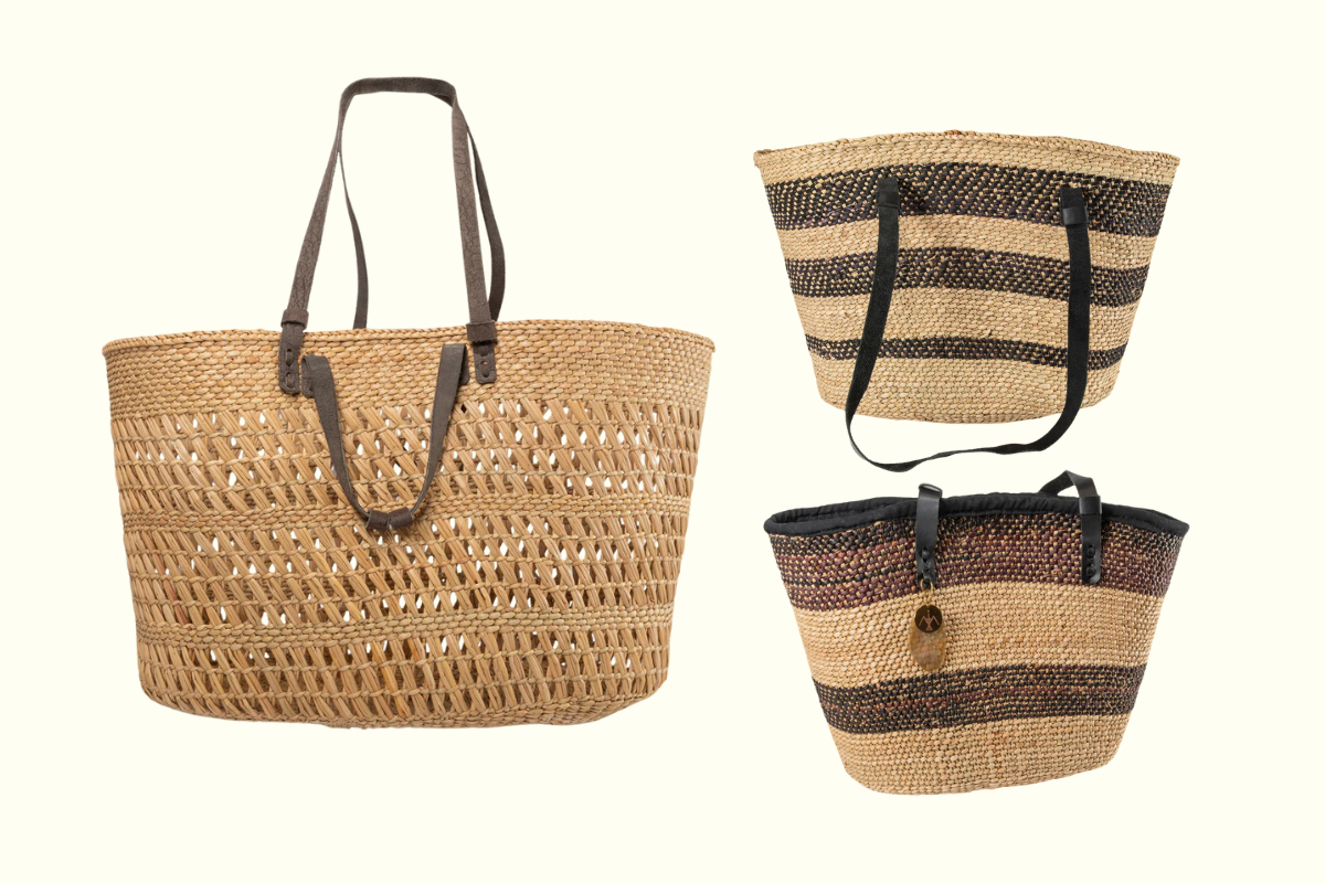 Hand-woven Milulu grass totes from rural Kenya.