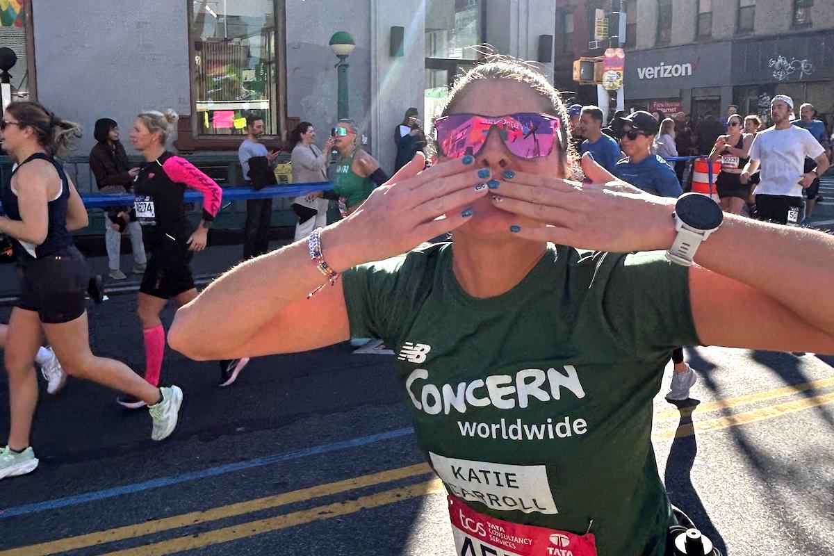 Charity runners for the TCS NYC Marathon running on behalf of Concern Worldwide US.