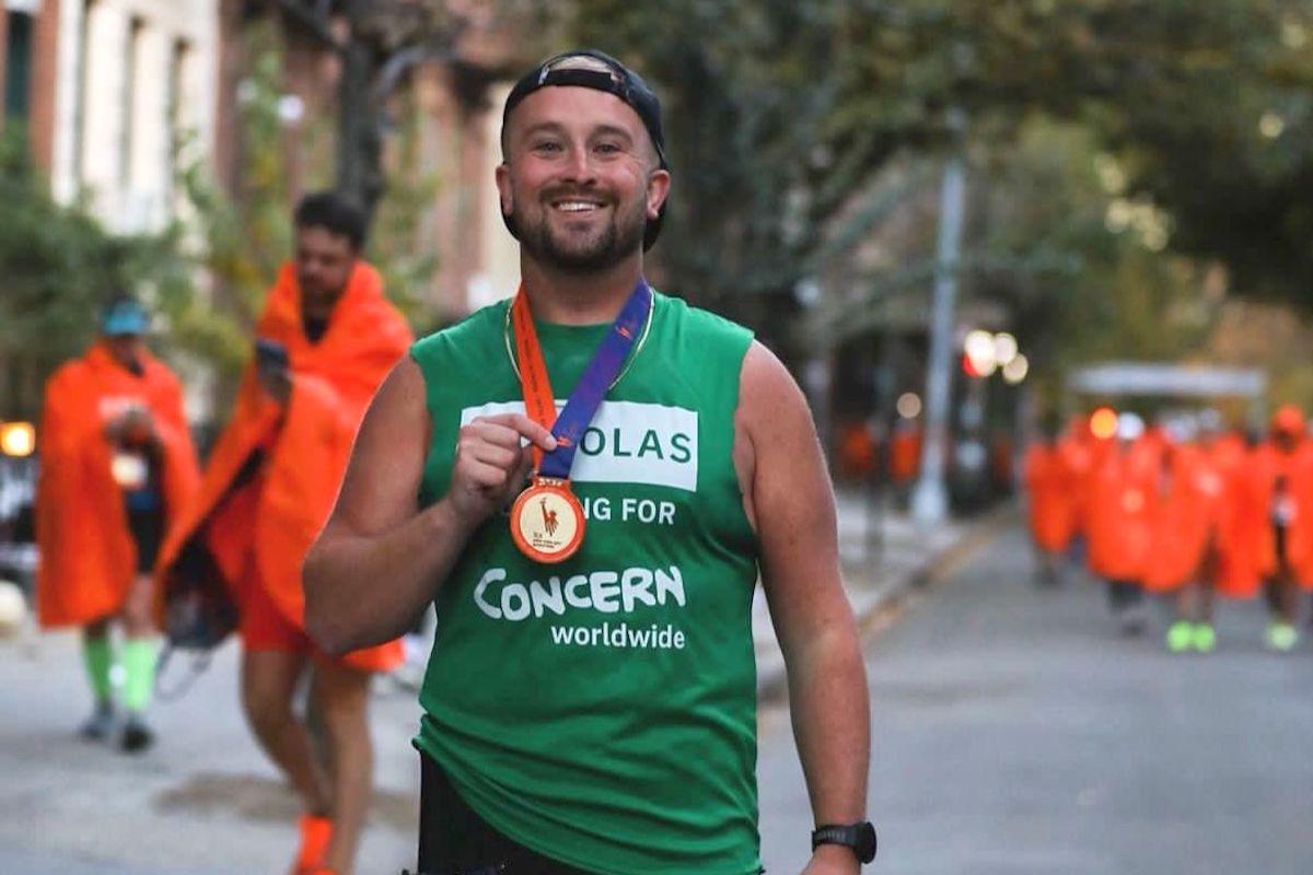 Charity runners for the TCS NYC Marathon running on behalf of Concern Worldwide US.