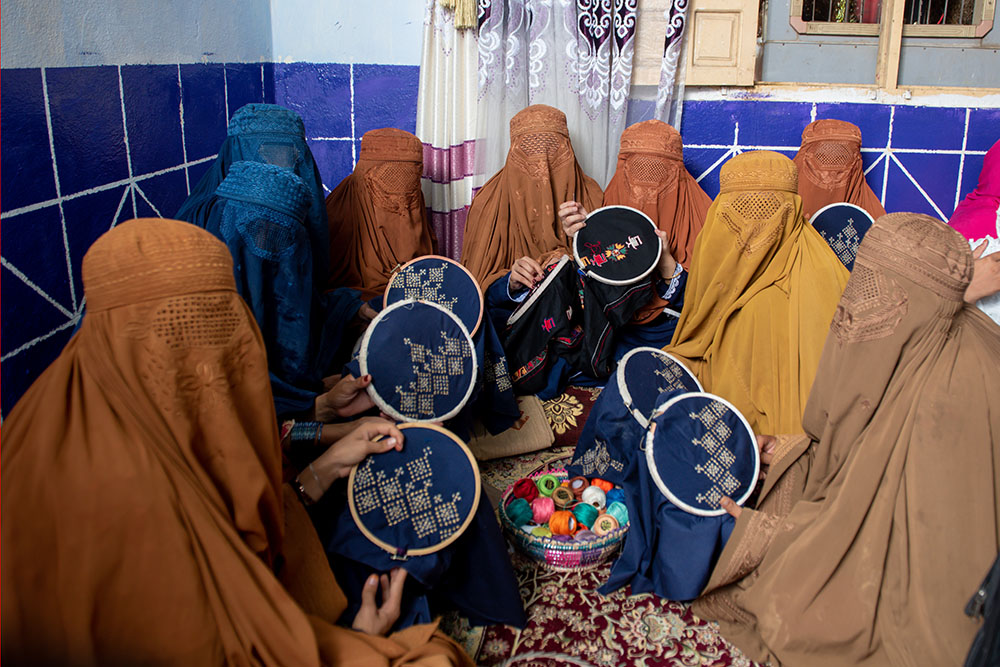 Group of Afghan women with emroidery