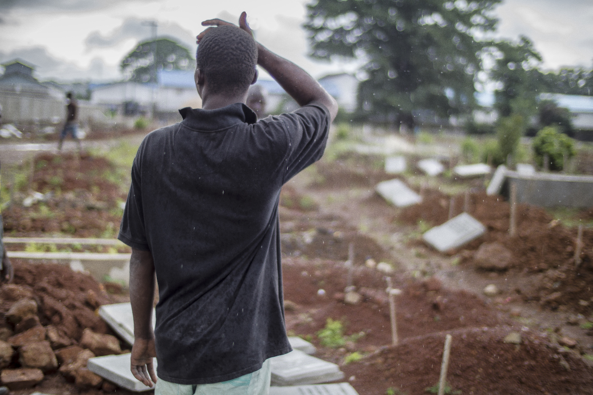 Kingtom Cemetery in Freetown was used for burials during the height of the Ebola crisis, with up to 80 burials a day. Concern Worldwide managed the cemetery at this time and worked to erect permanent grave markers on many of the plots. Photo: Kieran McConville/Concern Worldwide