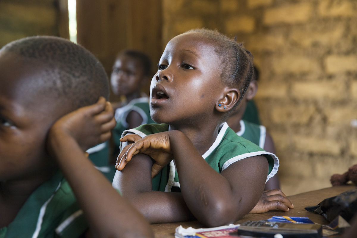 Students attending class in Masaka School, one of the schools participating in the Safe Learning Model. Photo: Kieran McConville/Concern Worldwide