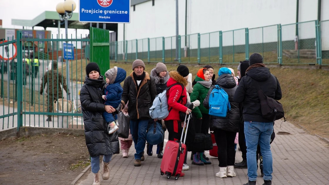 At the Medyka crossing between Ukraine and Poland, two weeks after the conflict began. (Photo: Kieran McConville/Concern Worldwide)