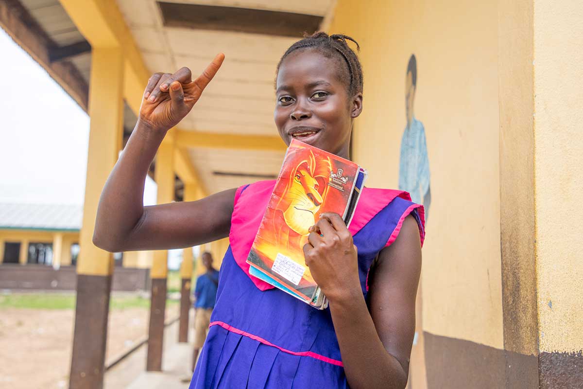 Aminata (15) attneds Benevolent Islamic PRI School in Yele Town, Sierra Leone