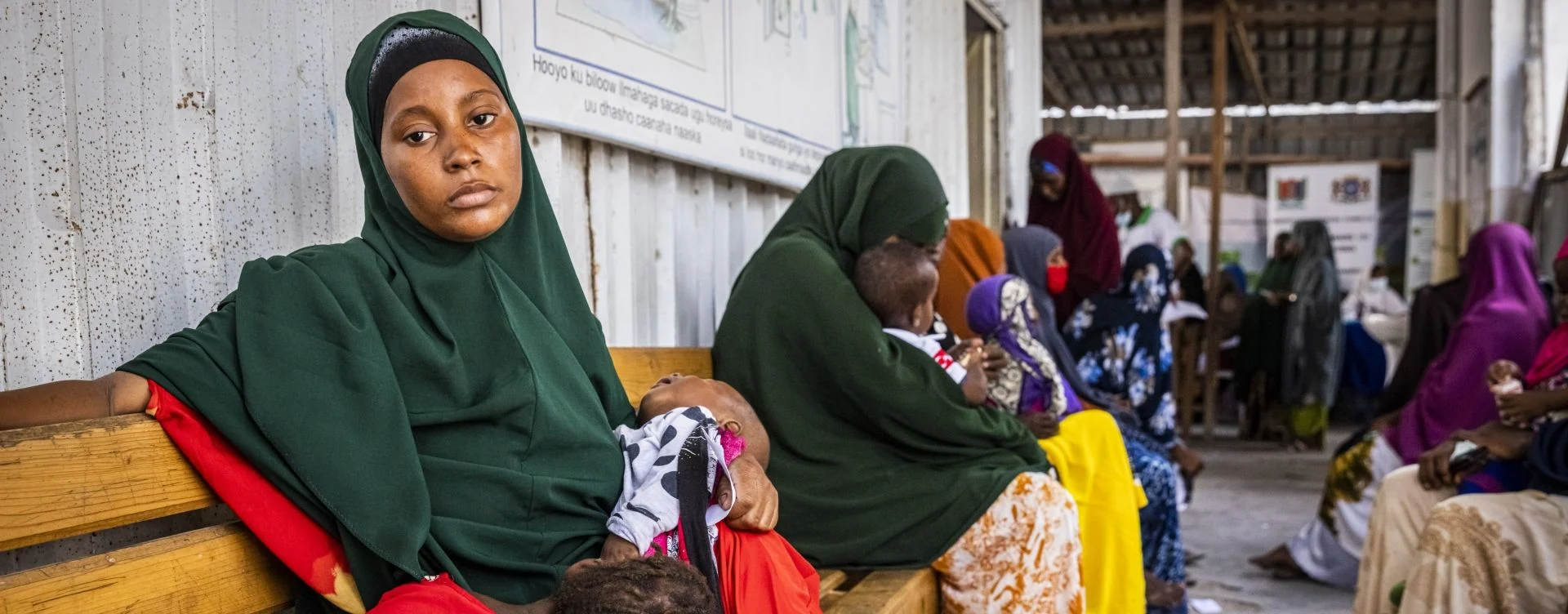 Women and children at a nutrition clinic in Mogadishu, Somalia