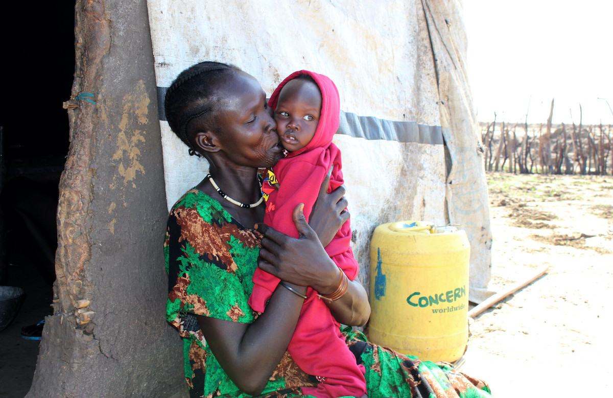 Nyanuba and her son Mawich in an IDP site in Unity State. (Photo: Ajak Parek / Concern Worldwide)