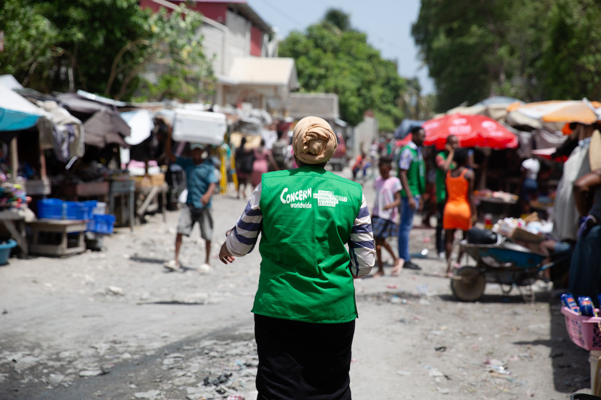 Concern team members on the streets of Cité Soleil in Port-au-Prince, Haiti. (Photo: Kieran McConville/Concern Worldwide)