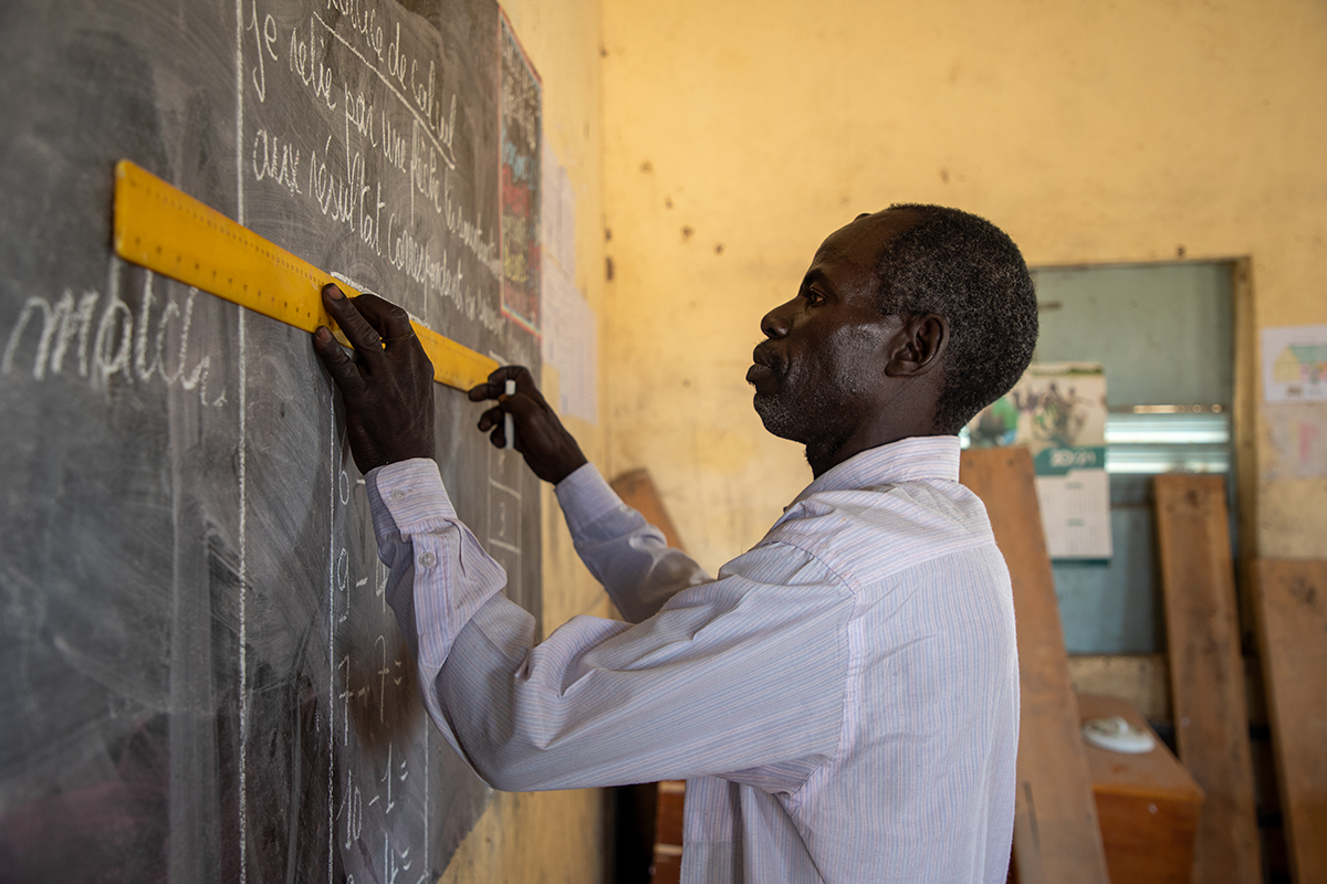 Headteacher Abdurahim Oumar at Karo primary school in Sila Province, one of the schools participating in Concern's Hope II Programme, desgined to enable access to quality education for vulnerable students in Sila Province. (Photo: Eugene Ikua/Concern Worldwide)