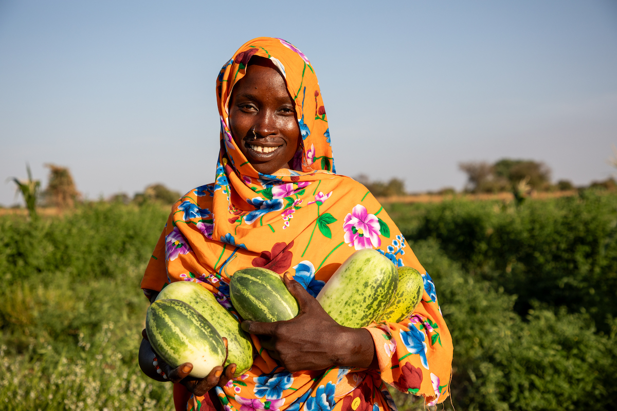 Mahadia Gamar with her cucumbers at her farm in Karo village. (Photo: Eugene Ikua/Concern Worldwide)