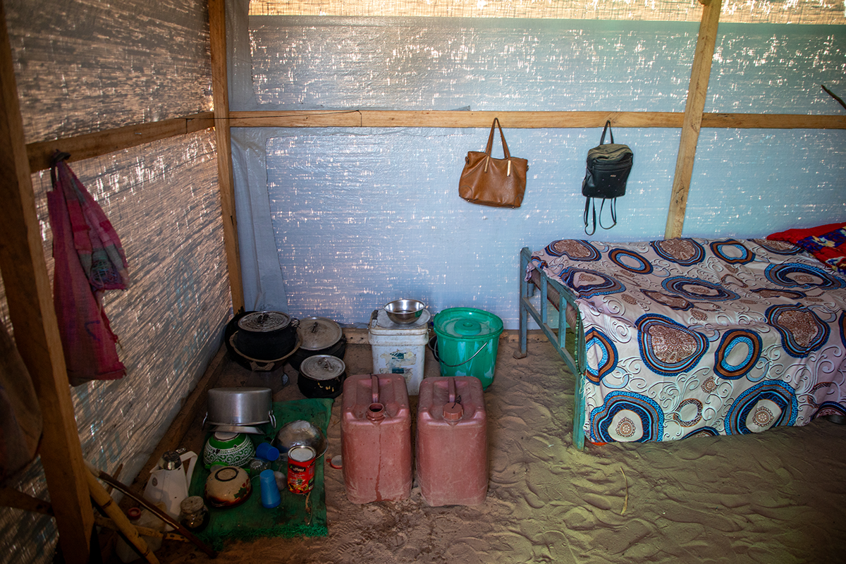 Fatima* and her family received blankets, jerry cans, kitchen utensils and cooking pots from Concern Worldwide. Fatima* says “without these items life would be more difficult. These items help us a lot and improve our lives.” (Photo: Eugene Ikua/Concern Worldwide)