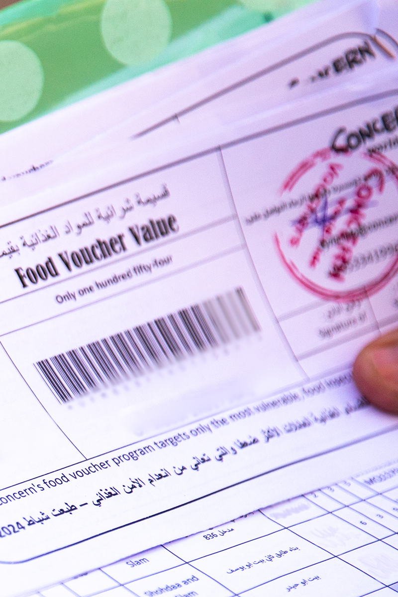 A Concern food voucher distributed in Syria.