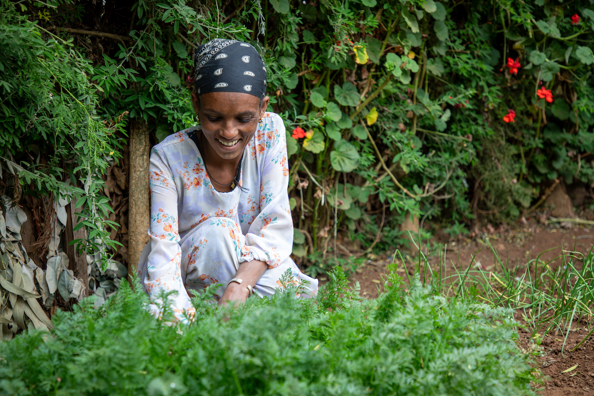 Asmaru at work in her home garden. (Photo: Eugene Ikua/Concern Worldwide)