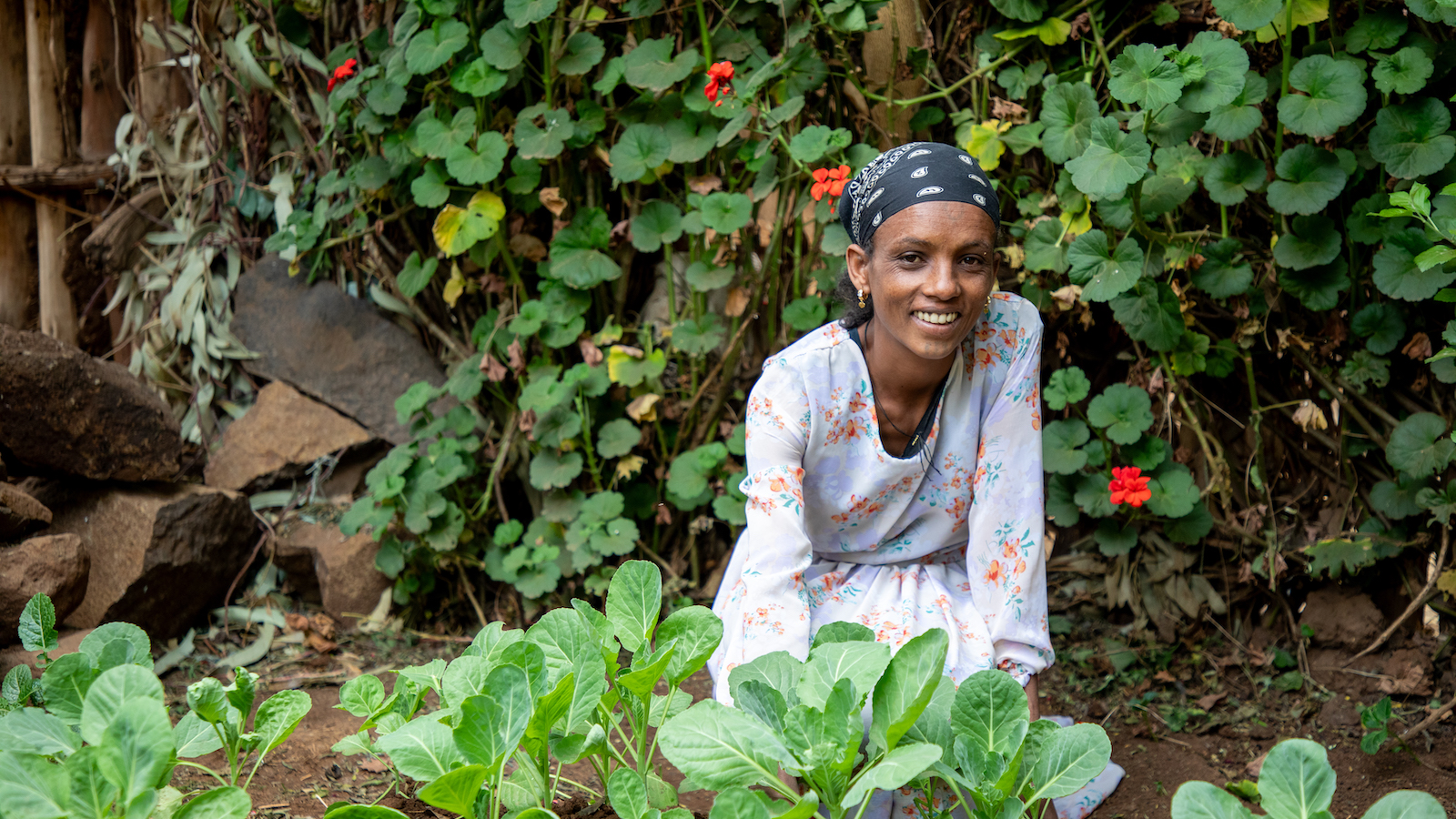 Mother of one, Asmaru Derebe at her home garden. (Photo:Eugene Ikua/Concern Worldwide)
