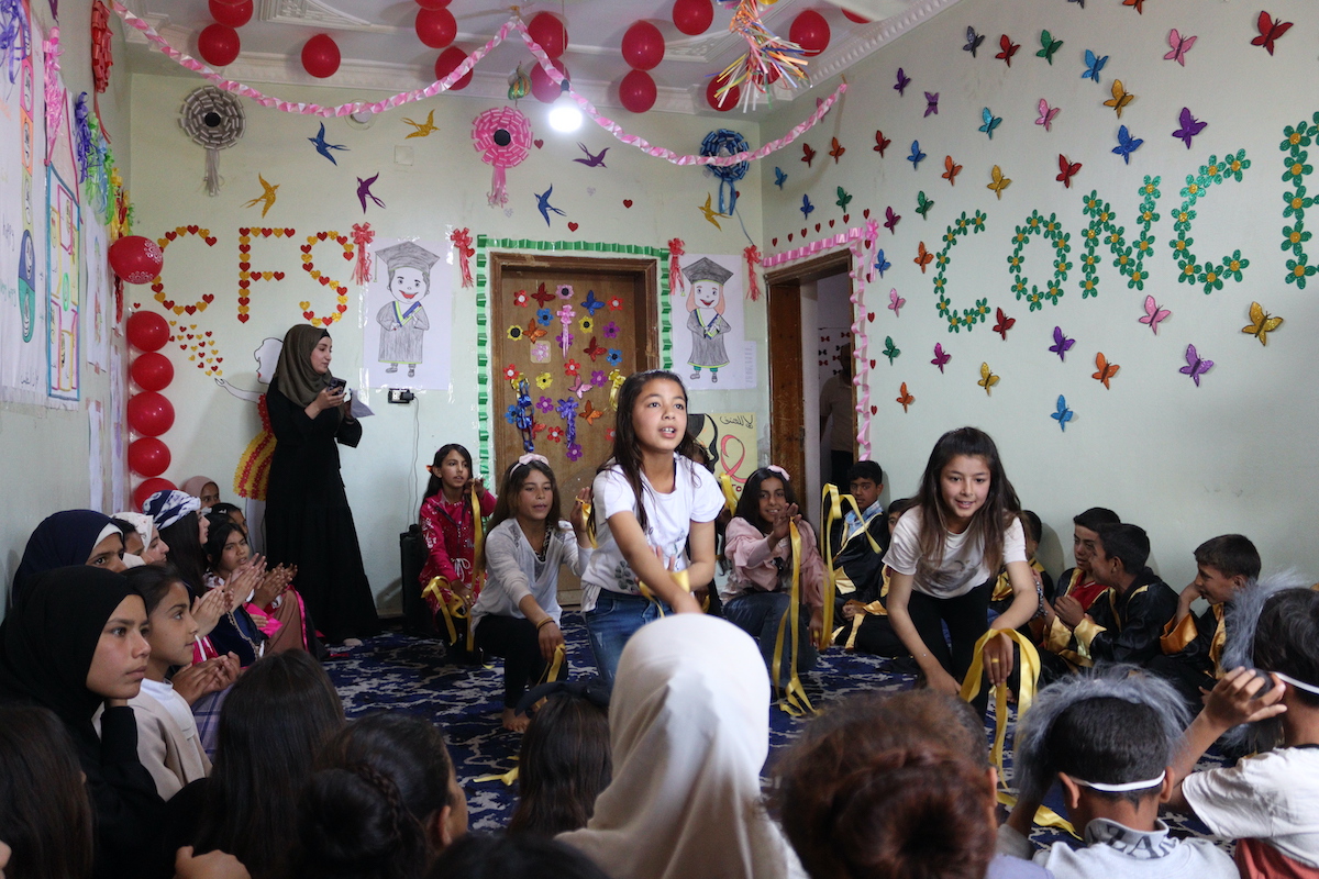 Children graduate from Concern's Child Friendly Space center in Tabqa.