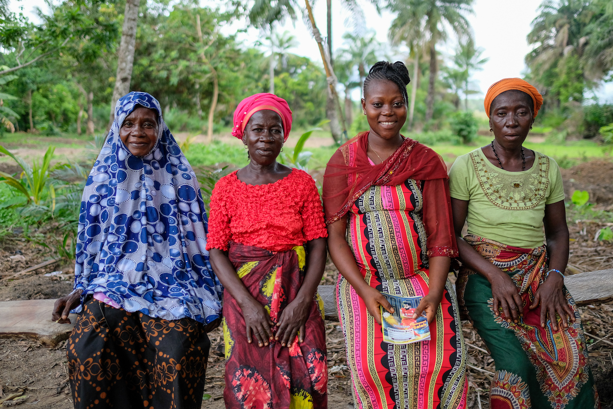 Mother-to-be Mariatu Kamara (20) with her family. Kamara is expecting her first baby has received prenatal care at a health center in Mambolo supported by Concern Sierra Leone. (Photo: Darren Vaughan/Concern Worldwide)