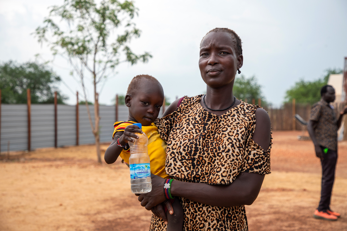 Abuk* brought her son to a Concern-supported clinic in Kuach, Unity State. He received treatment for malnutrition and is healthier now thanks to the care he received. (Photo: Eugene Ikua/Concern Worldwide)