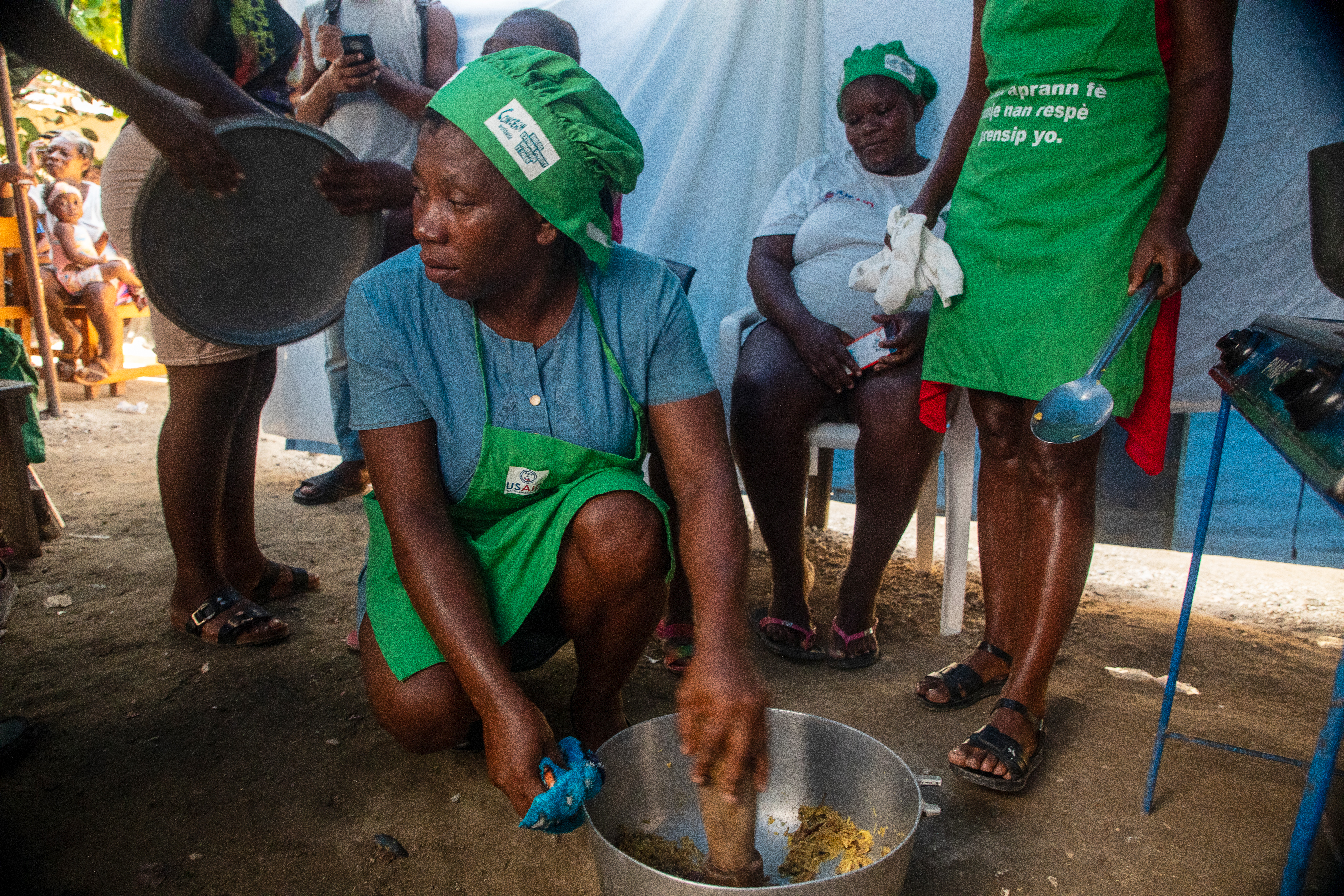 A cooking demonstration in Port-au-Prince, Haiti.