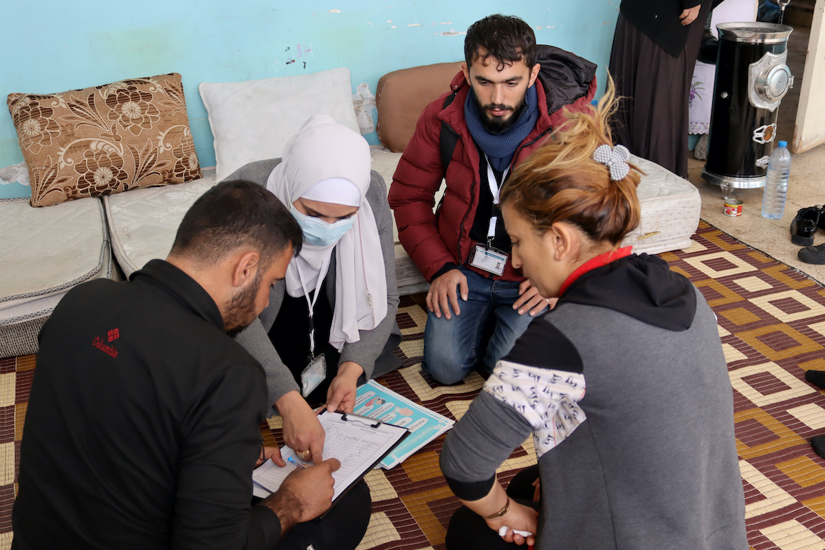 Concern’s Syria team leads a hygiene session at the Tabqa Collective Center