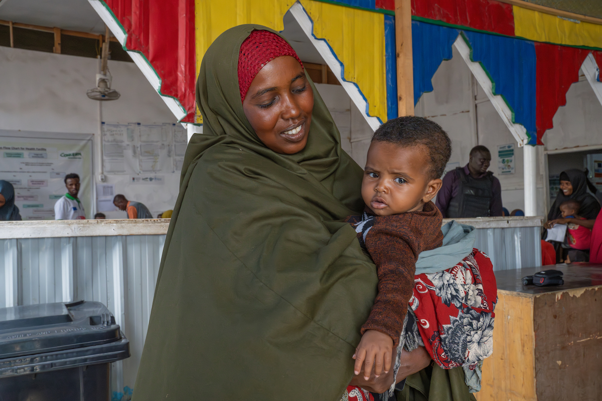 Naima* had Leyla* in the Concern-supported Wadajir Health Center near Mogadishu. Hoodo* had Mulki* shortly before leaving home for safety near Mogadishu. Both mothers found treatment for their children at Concern-supported health centers near Mogadishu. (Photos: