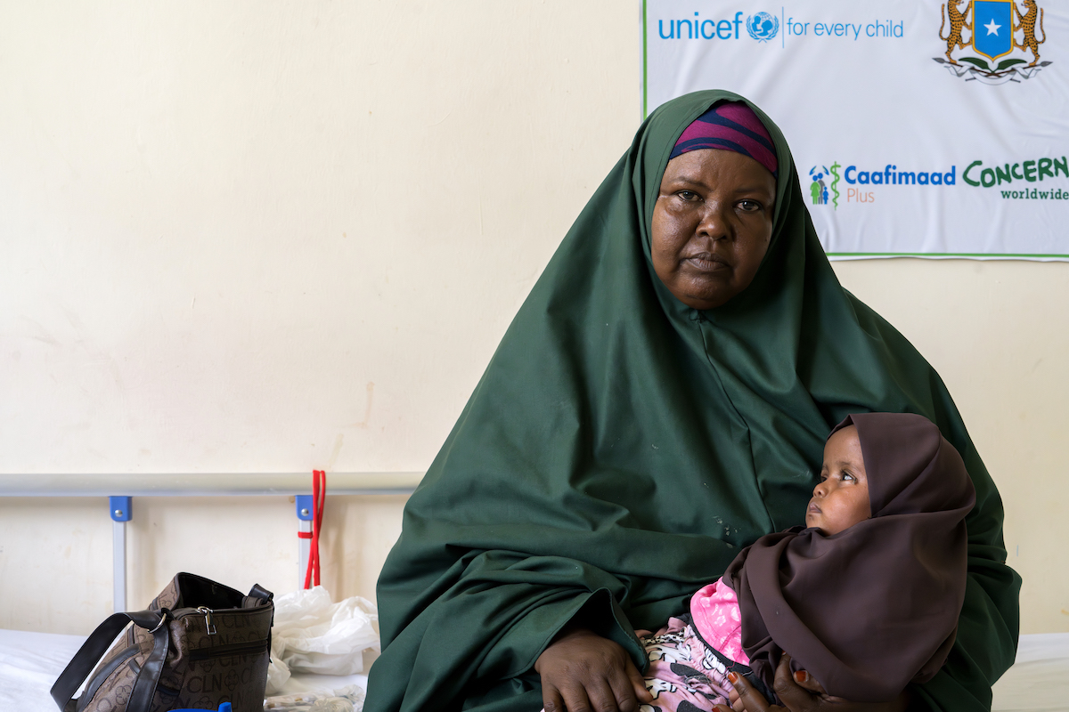 Samiro* and Nala* at Banadir Hospital. (Photo: Eugene Ikua/Concern Worldwide)