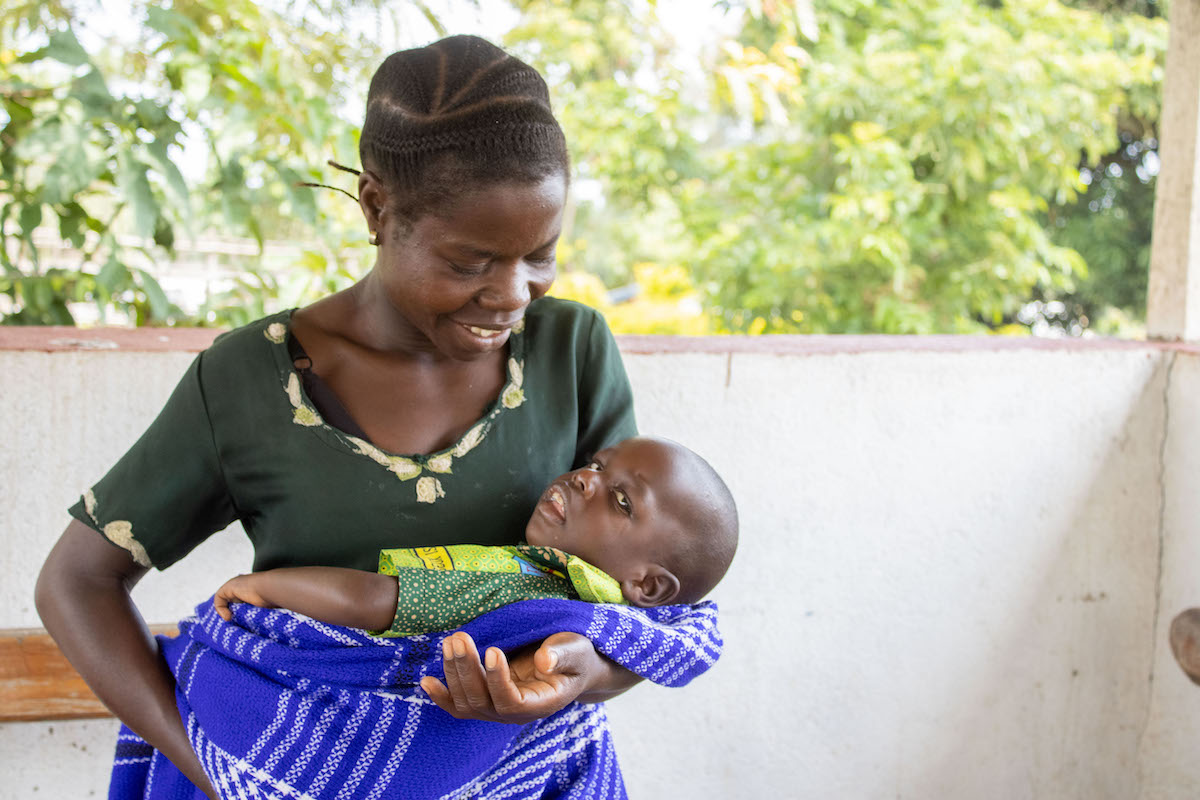 Antoinette* receives medical treatment for two-year-old Charif* and livelihoods support as part of the EAST program. Photo: Concern Worldwide