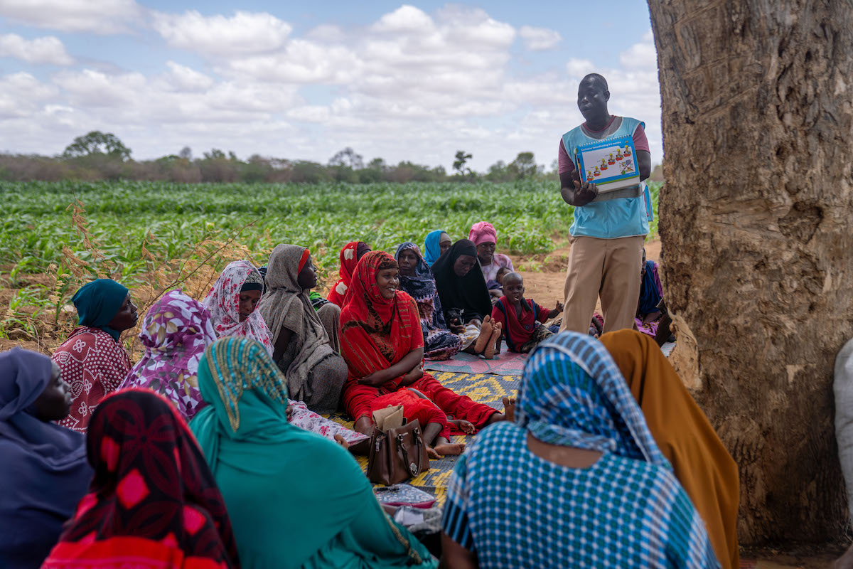 Zubeir Hassan Omar is a community health promoter and resource person in the Ghamano Group. After receiving training from Concern, he now teaches his community about proper nutrition, family MUAC, breastfeeding, and safe waste disposal. Photo: Eugene Ikua/Concern Worldwide