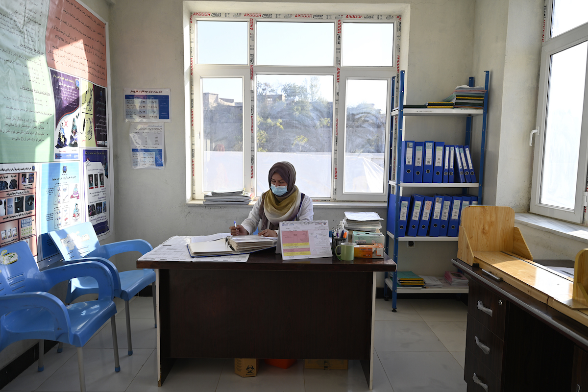 A midwife works at the Hazar Somoch Family Health Clinic, built by Concern in Rostaq, Takhar Province. (Photos: Nava Jamshidi/Concern Worldwide)