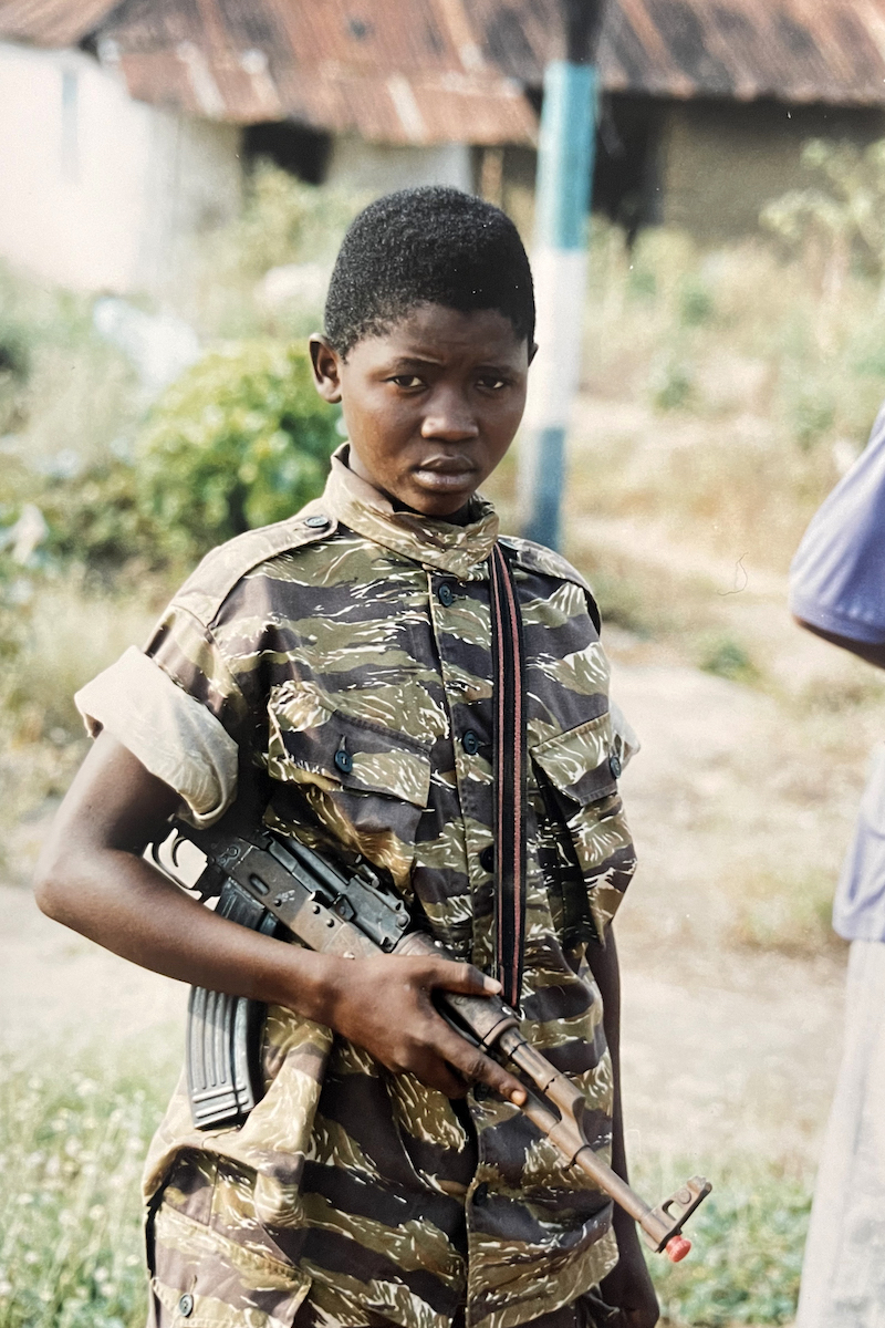 A child soldier during the Sierra Leonean Civil War, circa 1996.