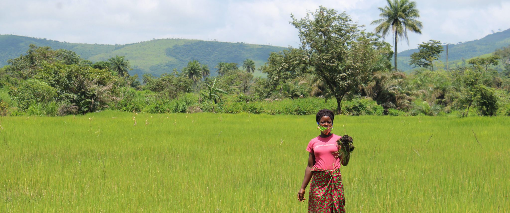 Member of the Womenís VSLA Group on their IVS rice fields in Nikikoroh, Sambaya Chiefdom, Tonkolili District.