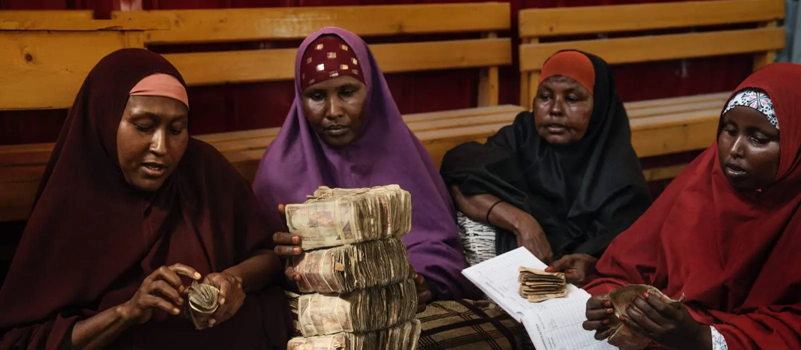 Womens' Self-Help Group in Somalia counting cash
