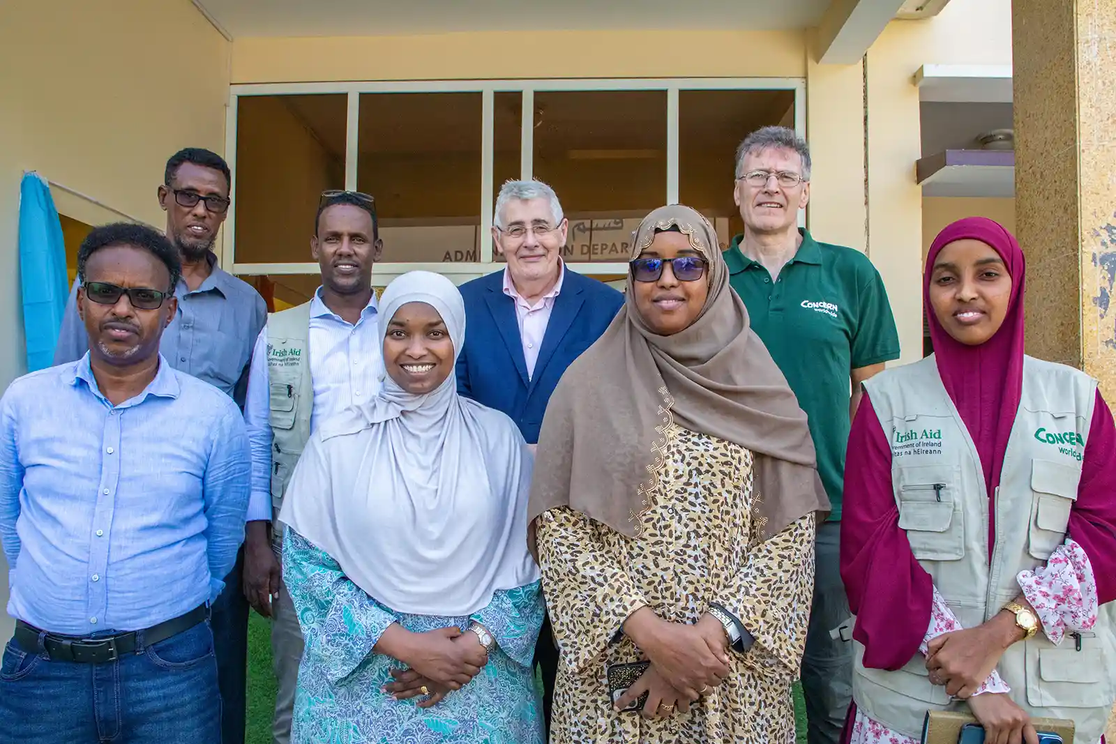 Then-Concern CEO, Dominic MacSorley, and Chairman, Tom Shipsey, meet staff at a Concern-supported health centre at Boyali in Central African Republic