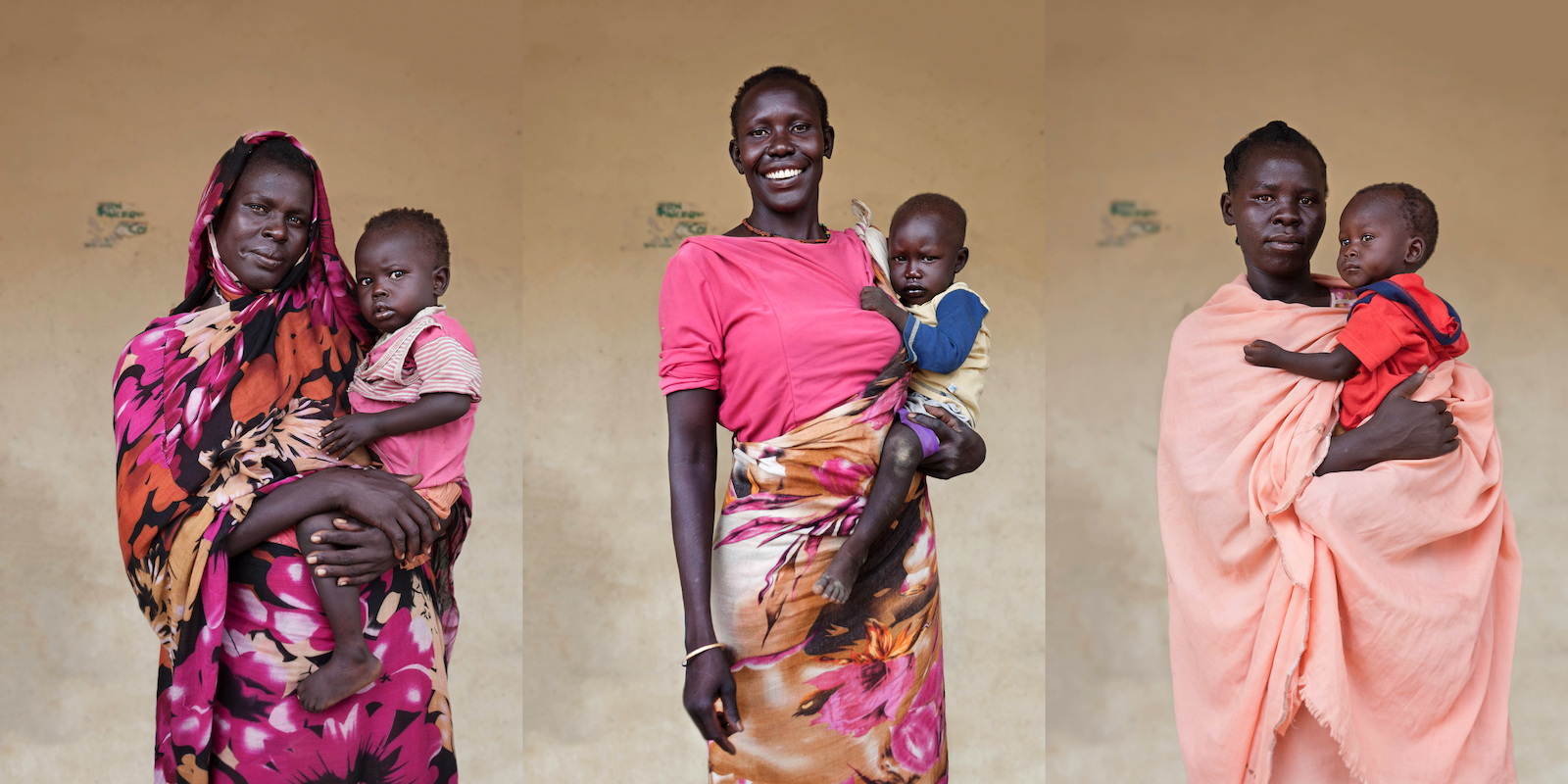 From left to right: Eadh* (29) with baby Alek* (2); Akech* with baby Nibol* (also 2); and Rebecca* (26) with baby Ajong* (1). (Photos: Abbie Trayler-Smith / Concern Worldwide; Names changed to protect identities.)