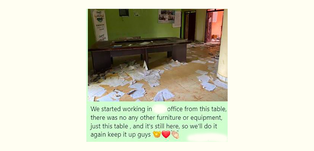 picture of a looted office in sudan