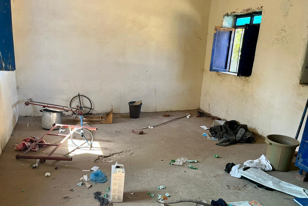 A looted health center in West Darfur