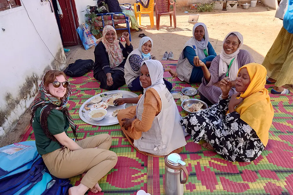 Concern team members share a meal in Central Darfur