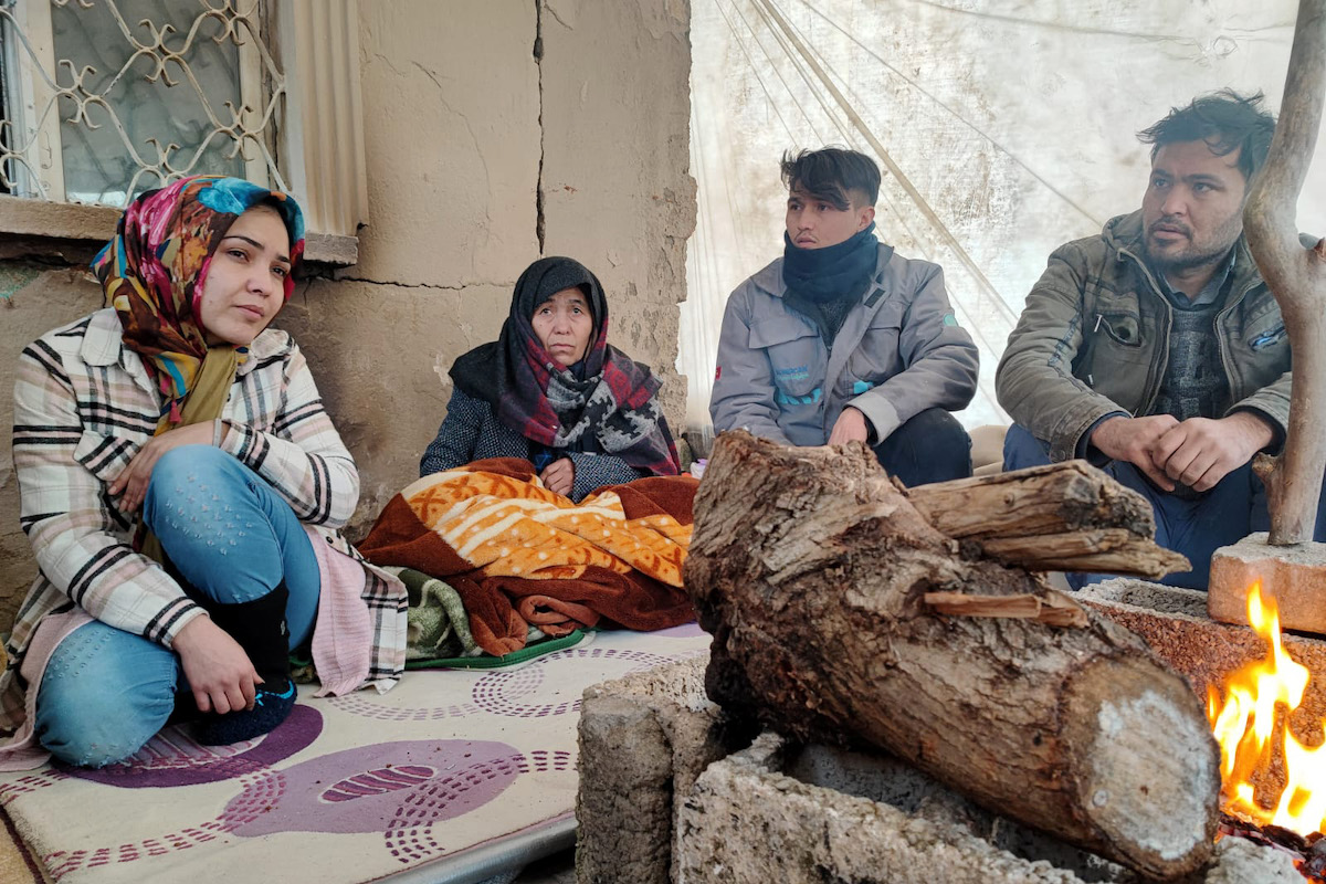 Concern team speaks to Nasima* (20) and her family from Afghanistan who settled in Adiyaman 10 days ago. (Photo: Concern Worldwide)